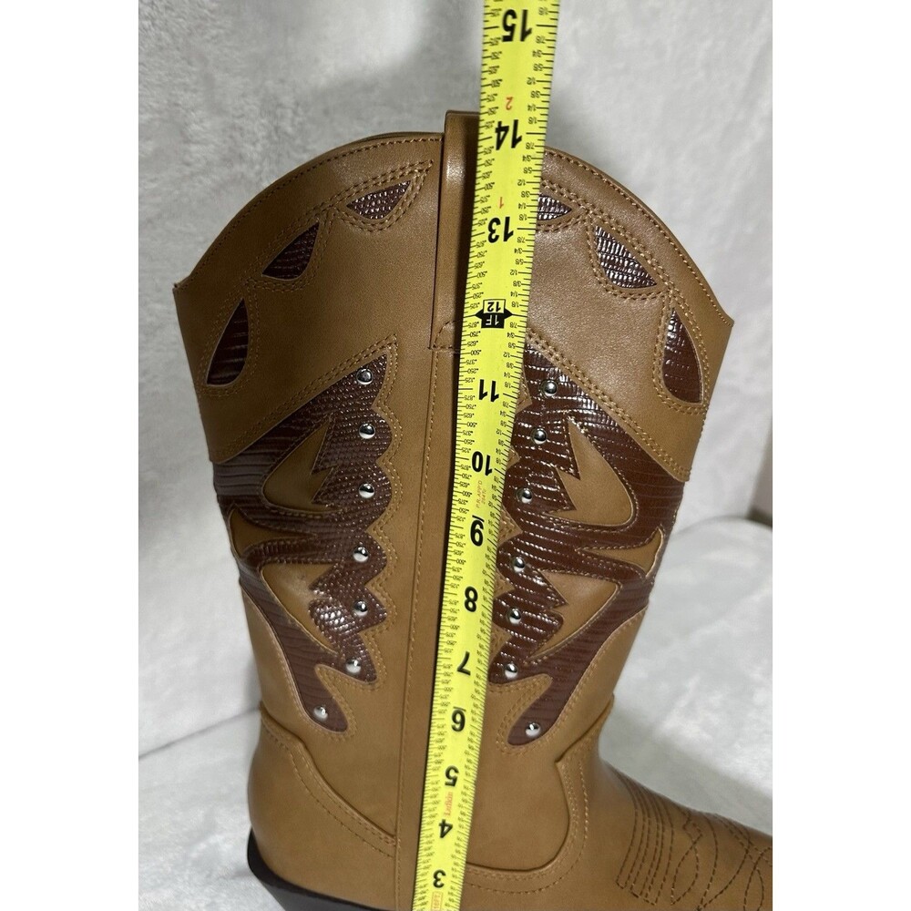 Madden Girl Western Cowboy Boots Women 8M Brown Pointed Toe - Picture 13 of 13